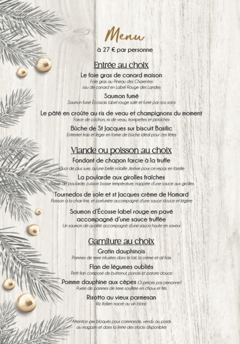 Maison Wacogne - Menus de fete 2025